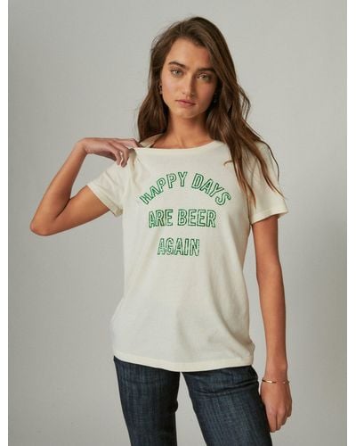 Lucky Brand Happy Days Are Beer Again Crew Tee - Natural