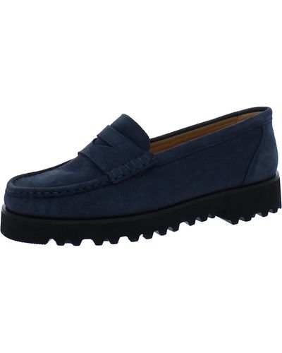 Ron White Leather Slip On Loafers - Blue