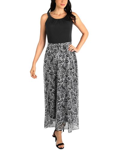 Signature By Robbie Bee Printed Long Maxi Dress - Black
