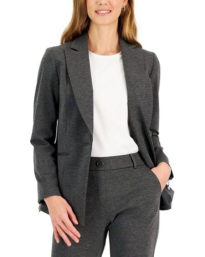 Kasper Notched Collar Suit Separate One-button Blazer - Gray