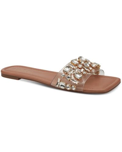 Thalia Sodi Jillene Flat Slip On Slide Sandals - White