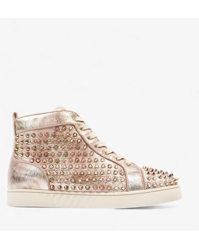 Christian Louboutin Louis Orlato High Top Mix Bronze Patent Leather - Natural