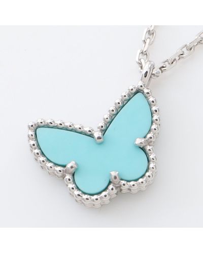 Van Cleef & Arpels Sweet Alhambra Butterfly Necklace K18wg Turquoise White Gold Turquoise Blue