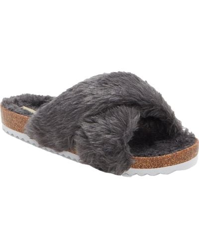 Lucky Brand Marana Faux Fur Cork Slide Sandals - Gray