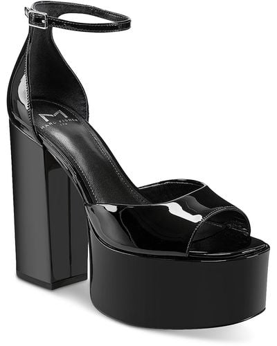 Marc Fisher Della Patent Leather Peep-toe Platform Sandals - Black
