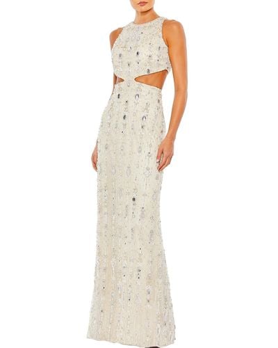 Mac Duggal 5740 Crystal Beaded Eleganza Column Dress - White