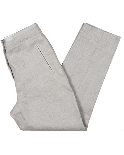 TAILORED BY REBECCA TAYLOR Linen Blend Satin Trim Suit Pants - Gray