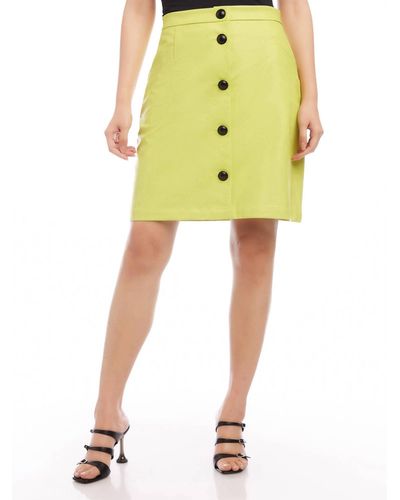 Fifteen Twenty Vegan Leather A-line Skirt - Yellow