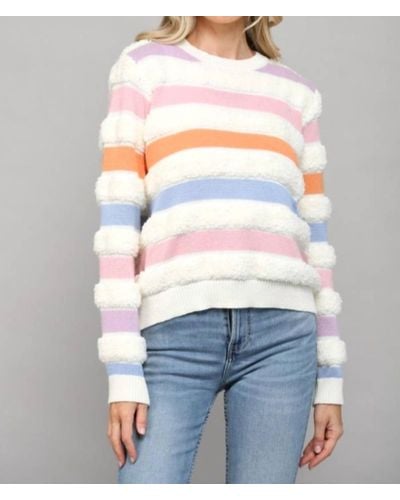 Fate Stripe Loop Knit Sweater - White