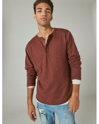 Lucky Brand Duofold Henley - Red