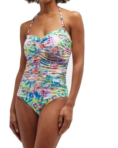 Johnny Was Ruched Sweetheart One Piece Swimsuit - Blue