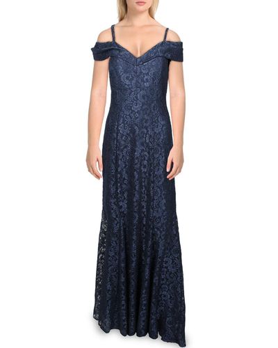 R & M Richards Lace Formal Evening Dress - Blue