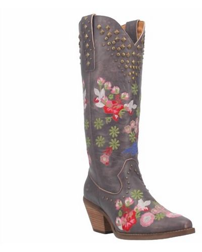 Dingo Poppy Leather Boots - Brown