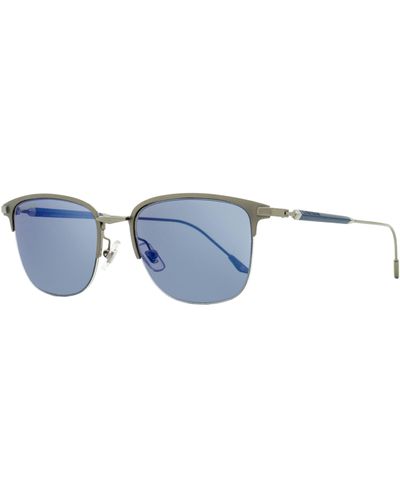 Longines Rectangular Sunglasses Lg0022 09c Matte Gunmetal/blue 53mm - Black