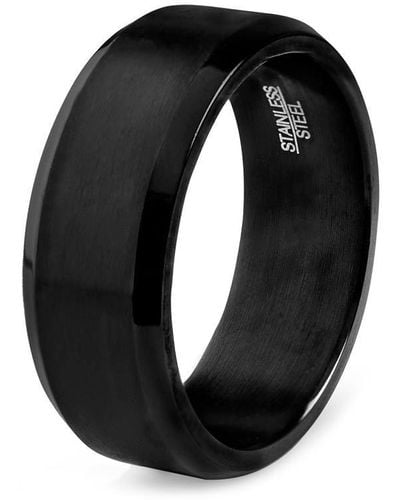 Crucible Jewelry Crucible Los Angeles Stainless Steel Brushed And Polished Ring - Black
