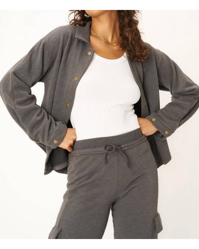 Project Social T Nydia Snap Front Collared Jacket - Gray