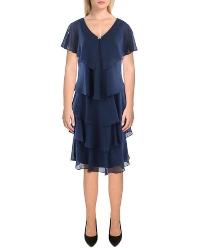 SLNY Embellished Midi Cocktail And Party Dress - Blue