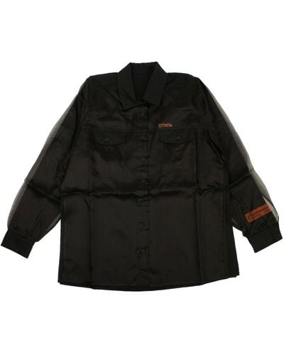 Heron Preston Double Layer Silk Shirt - Black