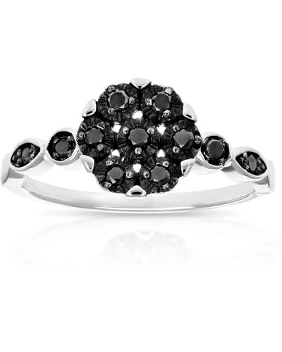 Vir Jewels 1/4 Cttw Black Diamond Engagement Ring .925 Sterling Cluster Composite - Metallic