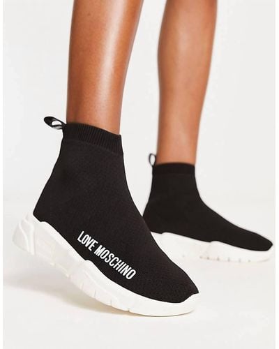 Love Moschino 's Sock Sneaker Sneakers With Platform Sole - Black