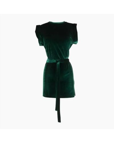 Jennafer Grace Emerald Velvet Tunic With Belt - Green