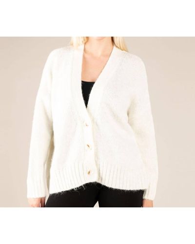 Apricot Loose Fit V-neck Cardigan - White