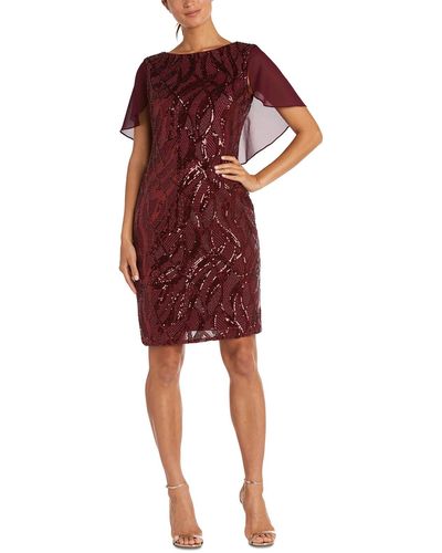 R & M Richards Capelet Knee Length Cocktail And Party Dress - Red