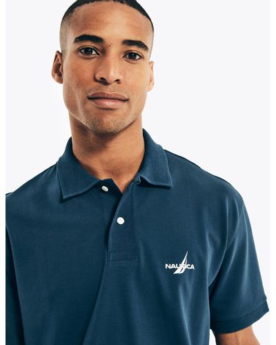 Nautica Classic Fit Mesh Ribbed Polo - Blue