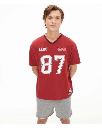 Aéropostale 87 V-neck Jersey Graphic Tee - Red