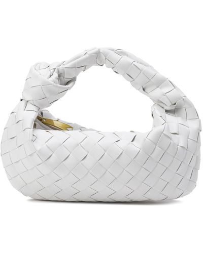 Tiffany & Fred Woven Sheepskin Knot Pouch Bag - White