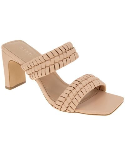 BCBGeneration Fenda Faux Leather Strappy Block Heels - Natural