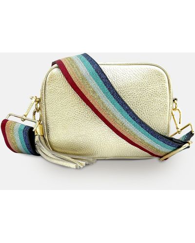 Apatchy London Leather Crossbody Bag With Rainbow Strap - Metallic