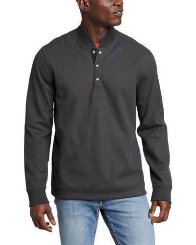 Eddie Bauer Faux Shearling-lined Thermal Henley - Black