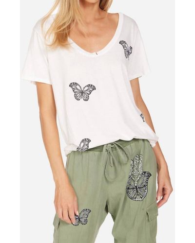 Lauren Moshi Elara Butterfly Hamsa Tee In White