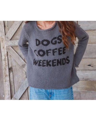 Wooden Ships Dogs Coffee Weekends - Blue