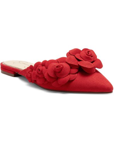 Jessica Simpson Cymia Microsuede Pointed Toe Mules - Red