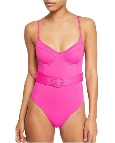Jonathan Simkhai Noa Belted Buckle Nylon One-piece Swimsuit - Pink