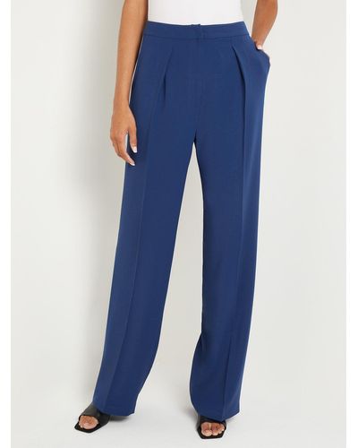 Misook Woven Twill Tailored Wide Leg Pant - Blue