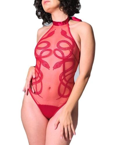 Thistle & Spire Medusa Bodysuit In Crimson - Pink