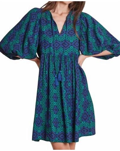 tyler boe Janet Crepe Tapestry Dress In Blue Multi