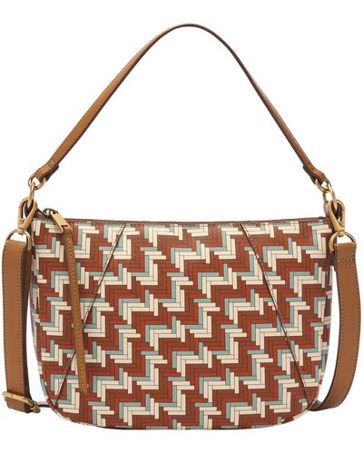 Fossil Skylar Printed Polyurethane Crossbody - Brown