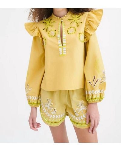 Chufy Dilli Embroidered Blouse - Yellow