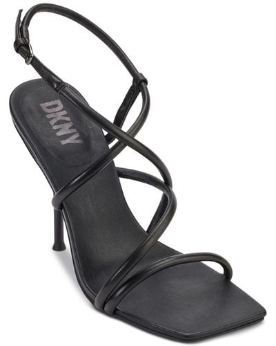 DKNY Reia Leather Dressy Slingback Sandals - Black
