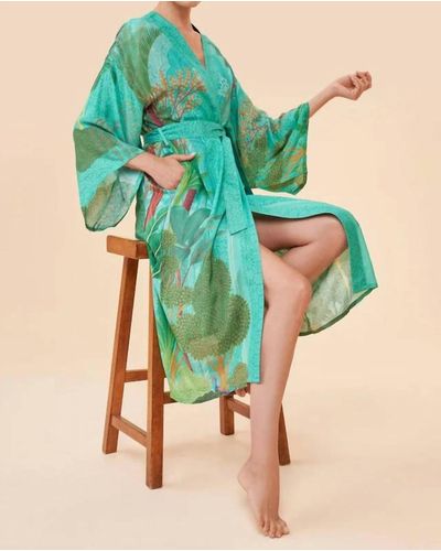 Powder Secret Paradise Kimono Gown - Green
