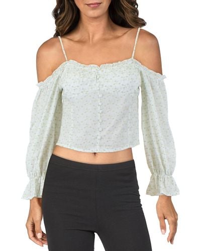 Line & Dot Nikki Embroidered Off The Shoulder Pullover Top - Gray