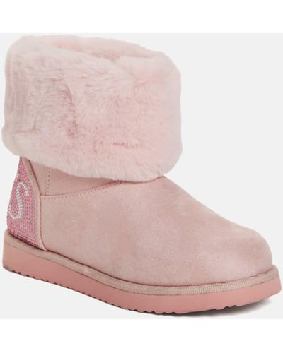 Guess Factory Vidah Shearling Boots - Pink