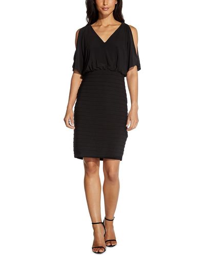 Adrianna Papell Cold Shoulder Beaded Cocktail And Party Dress - Black