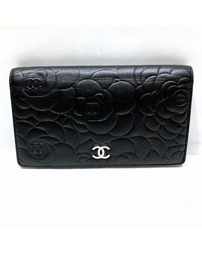 Chanel Camellia Leather Wallet (pre-owned) - Black