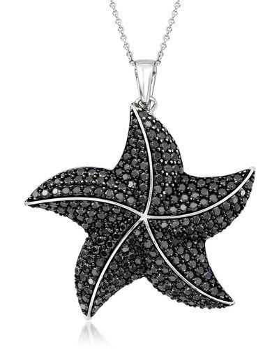 Ross-Simons Spinel Starfish Pendant Necklace - Black