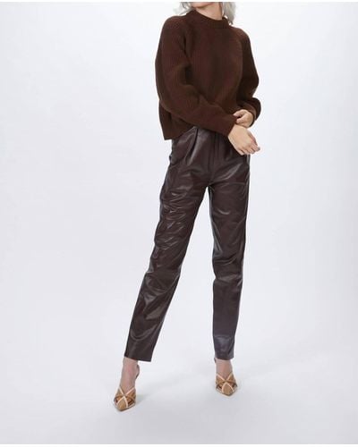 Zeynep Arcay Pleated Leather Pants - Brown